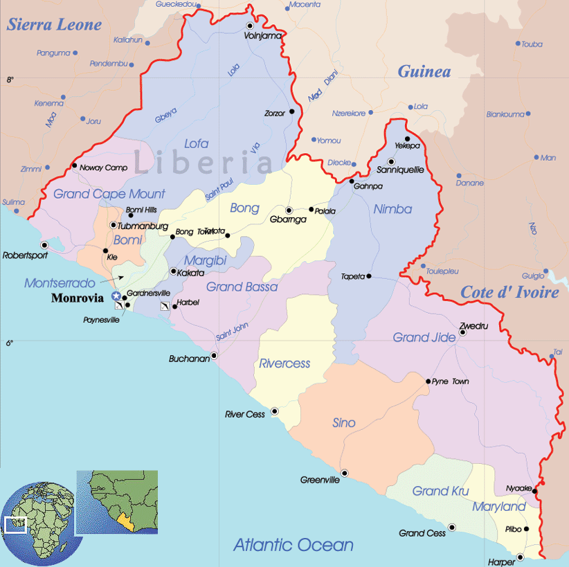 liberia political map